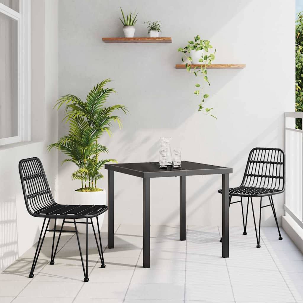 Garden Dining Set 3 pcs Black Powder-Coated Steel