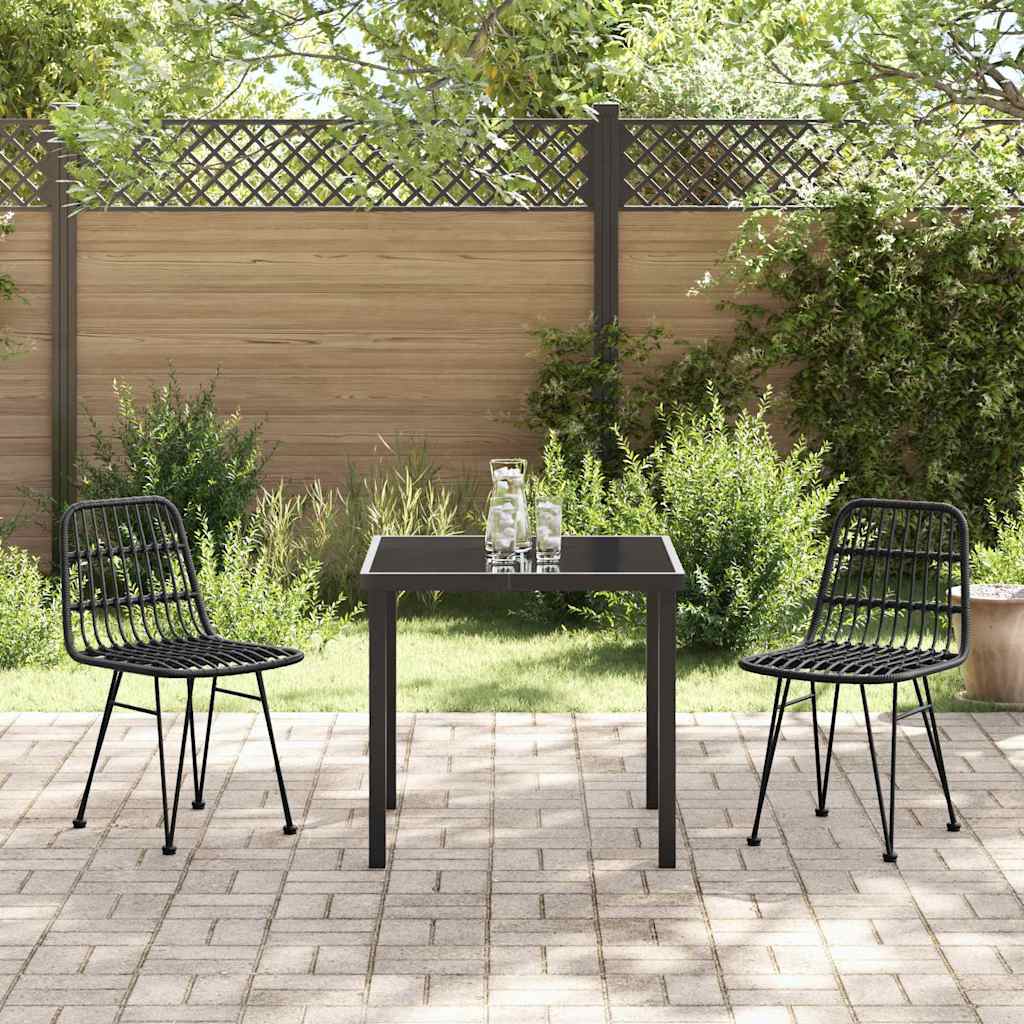 Garden Dining Set 3 pcs Black Powder-Coated Steel