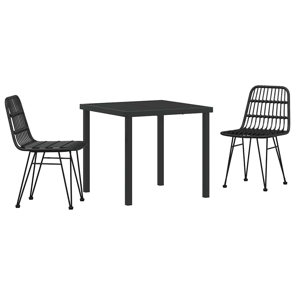 Garden Dining Set 3 pcs Black Powder-Coated Steel