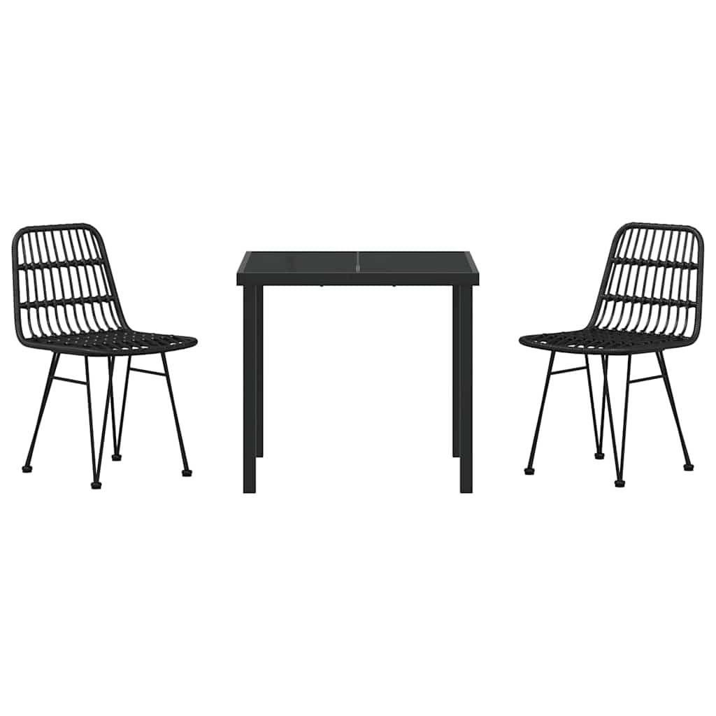 Garden Dining Set 3 pcs Black Powder-Coated Steel