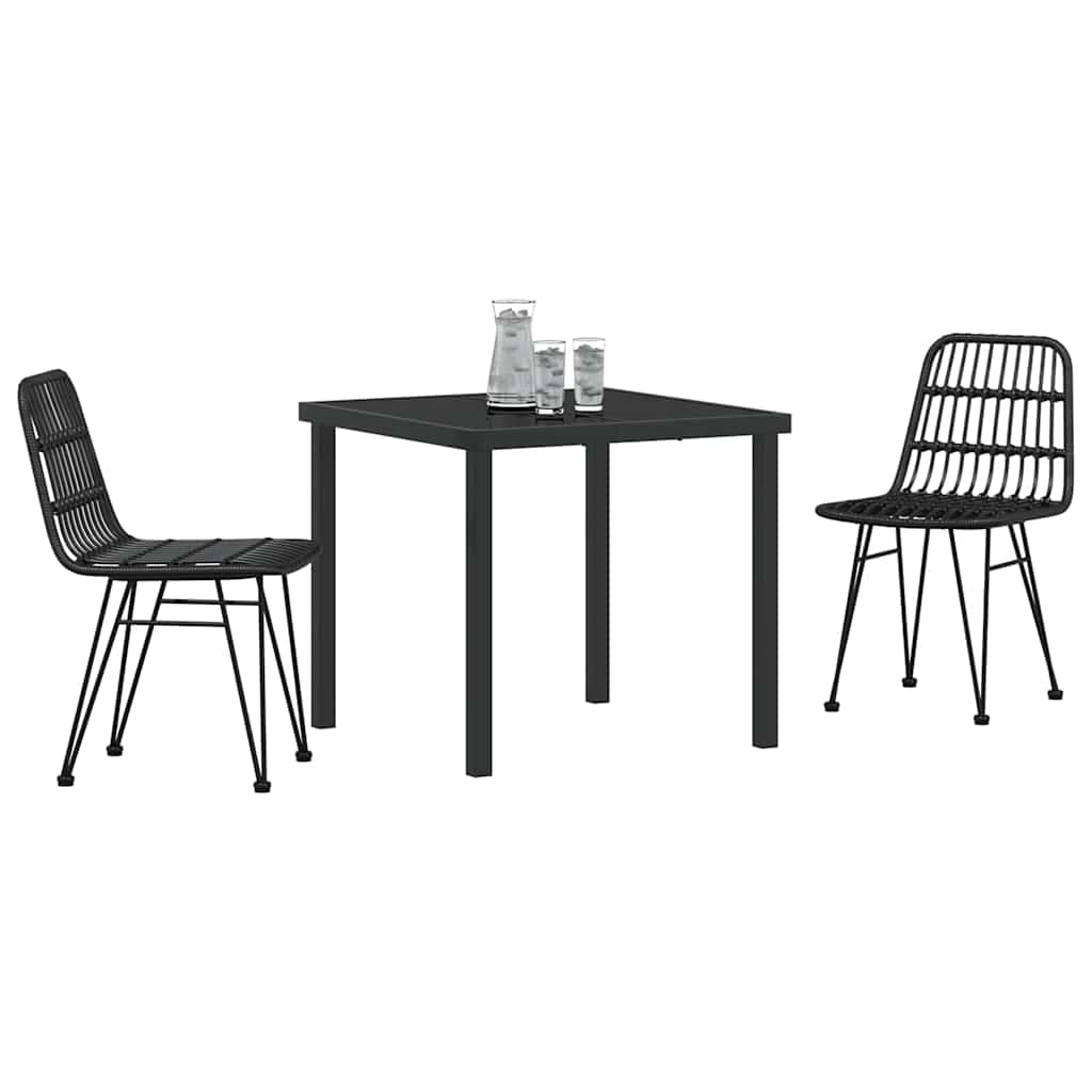 Garden Dining Set 3 pcs Black Powder-Coated Steel