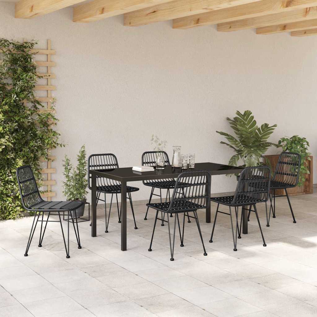 Garden Dining Set 7 pcs Black Powder-Coated Steel