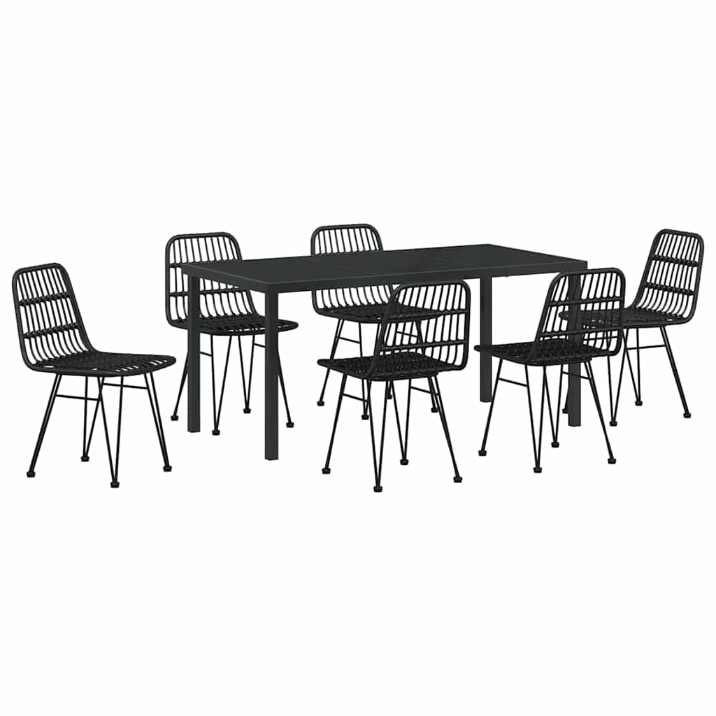 Garden Dining Set 7 pcs Black Powder-Coated Steel