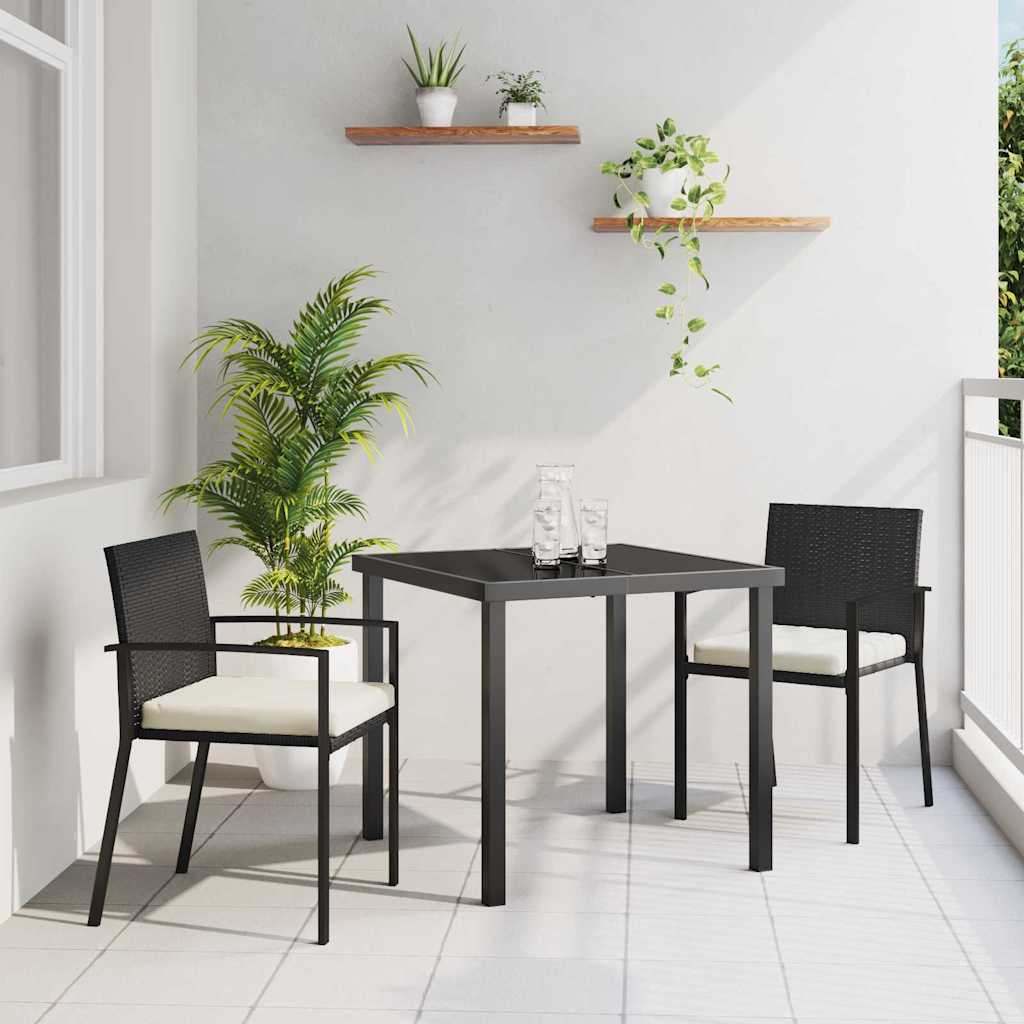 Garden Dining Set 3 pcs Black Powder-Coated Steel
