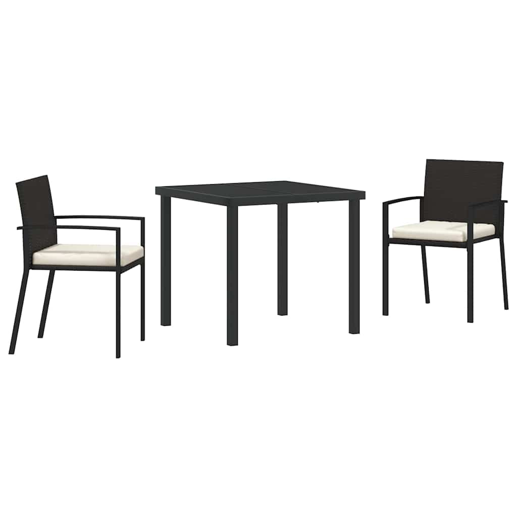 Garden Dining Set 3 pcs Black Powder-Coated Steel