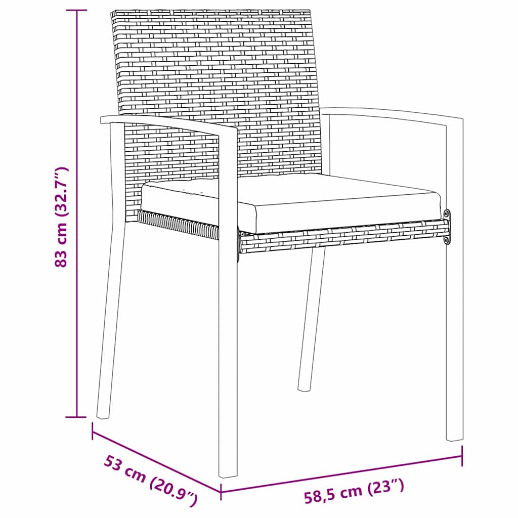 Garden Dining Set 3 pcs Black Powder-Coated Steel