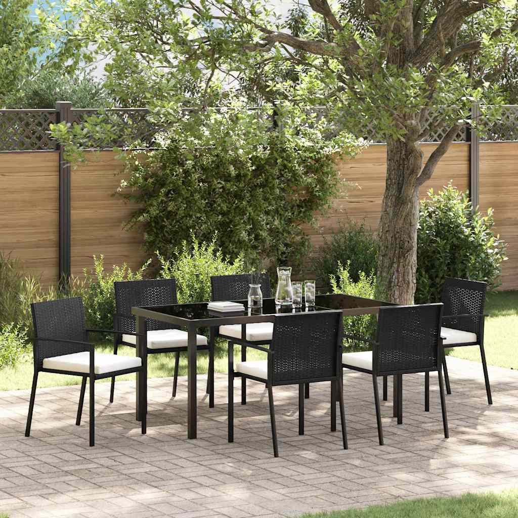 Garden Dining Set 7 pcs Black Powder-Coated Steel