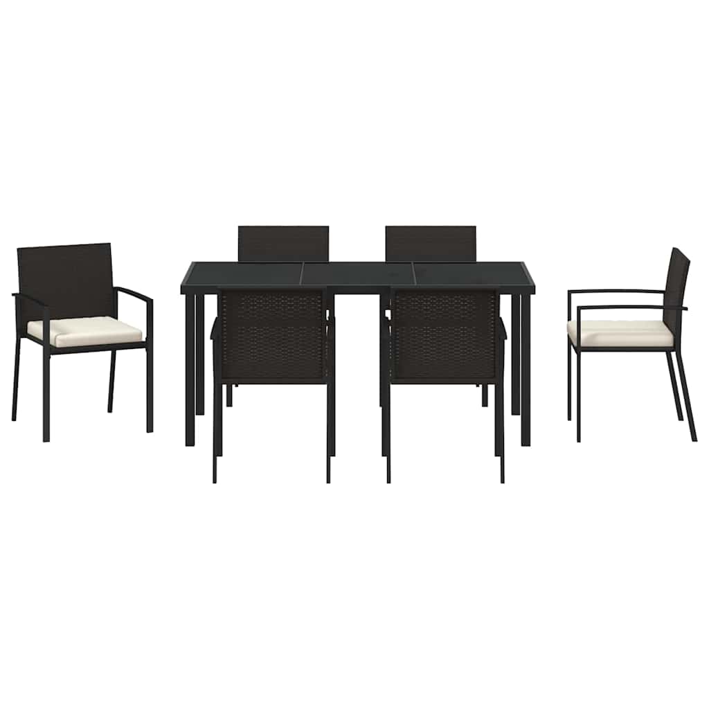 Garden Dining Set 7 pcs Black Powder-Coated Steel