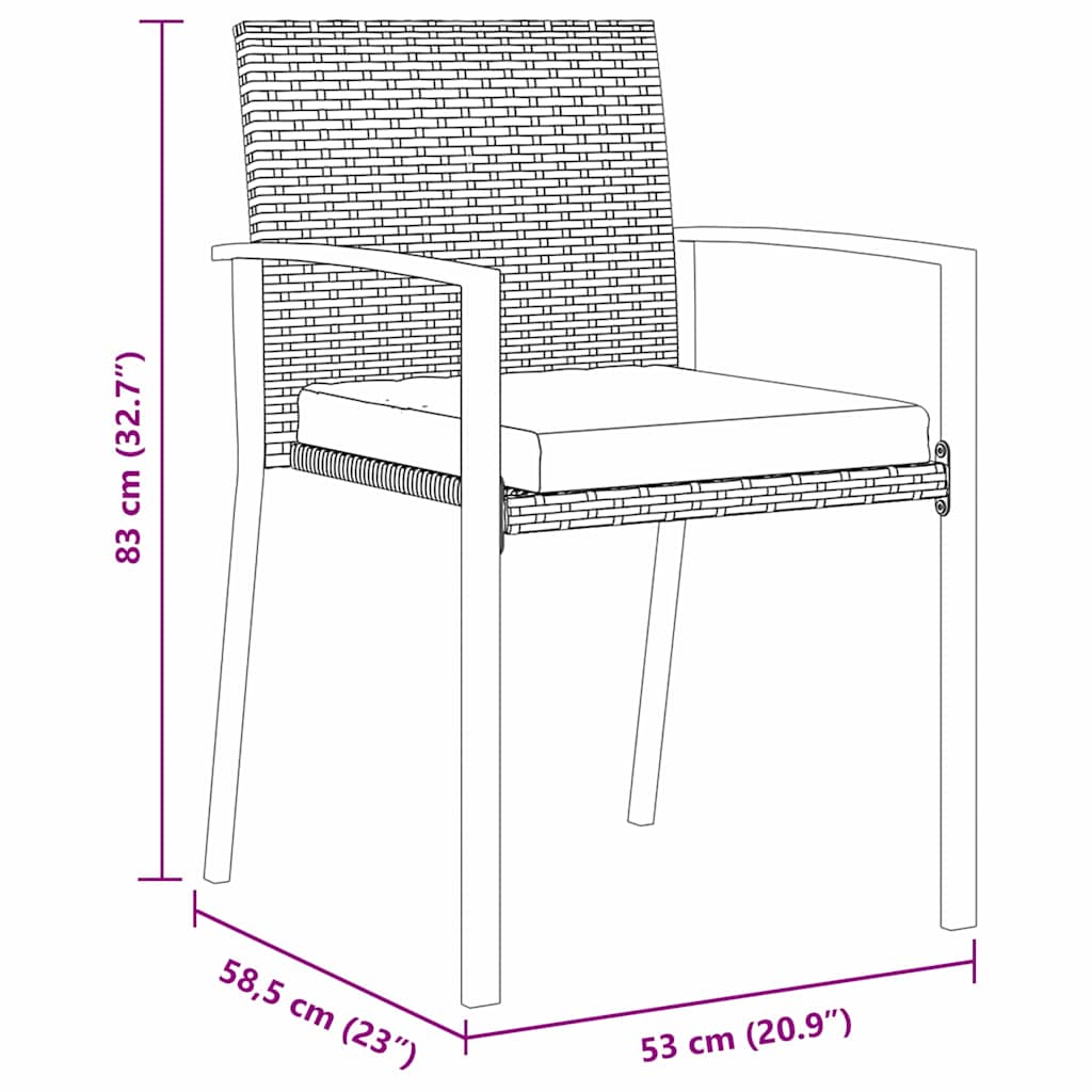 Garden Dining Set 7 pcs Black Powder-Coated Steel