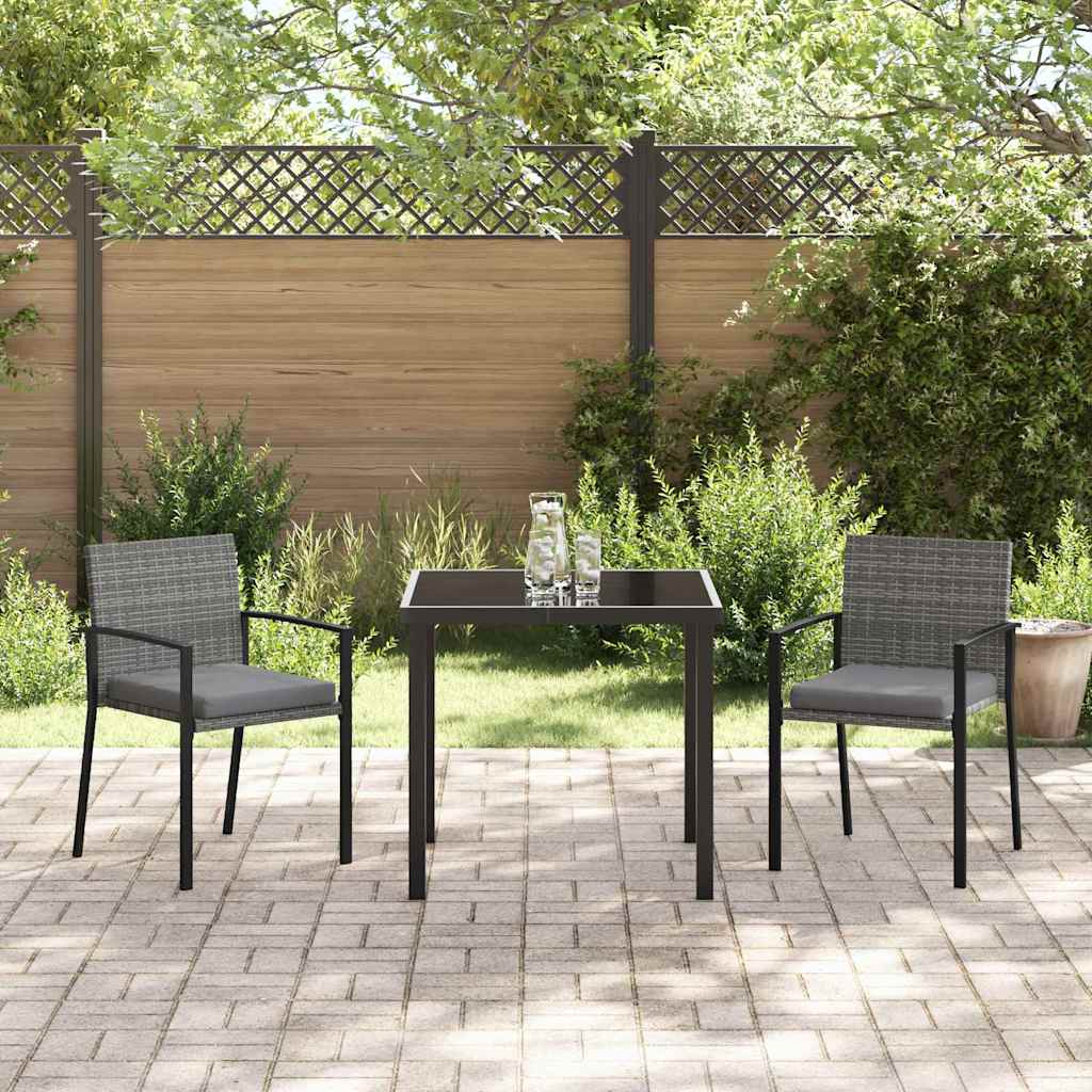 Garden Dining Set 3 pcs Grey Powder-Coated Steel