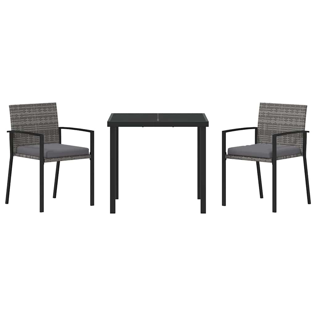 Garden Dining Set 3 pcs Grey Powder-Coated Steel