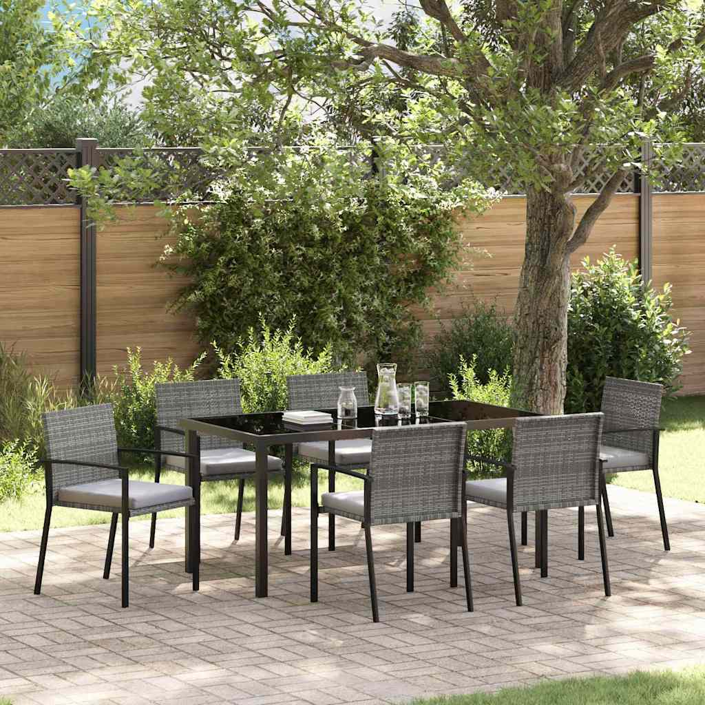 Garden Dining Set 7 pcs Grey Powder-Coated Steel