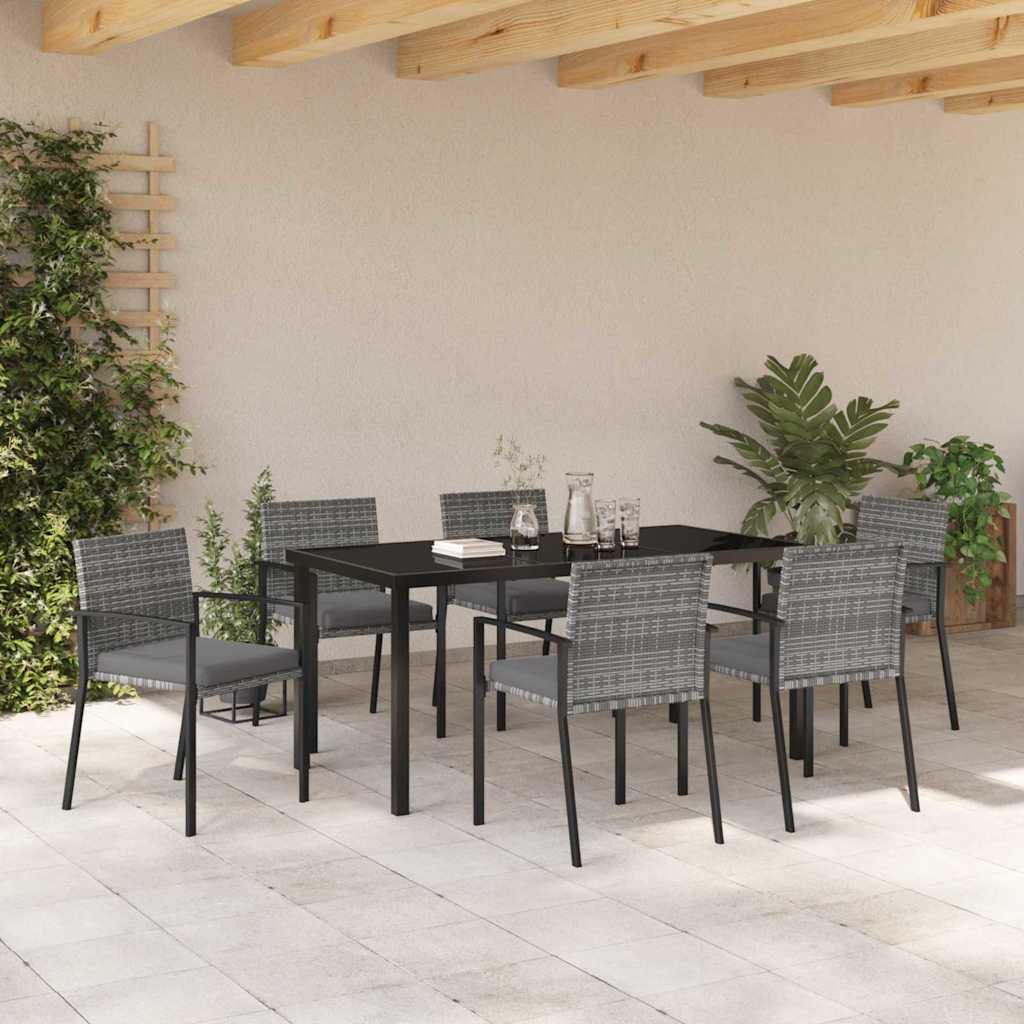 Garden Dining Set 7 pcs Grey Powder-Coated Steel