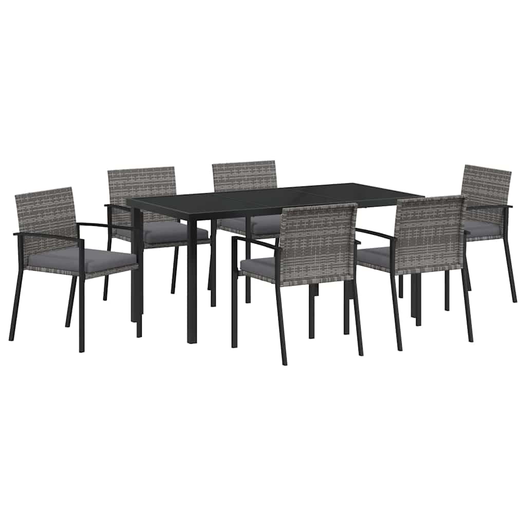 Garden Dining Set 7 pcs Grey Powder-Coated Steel