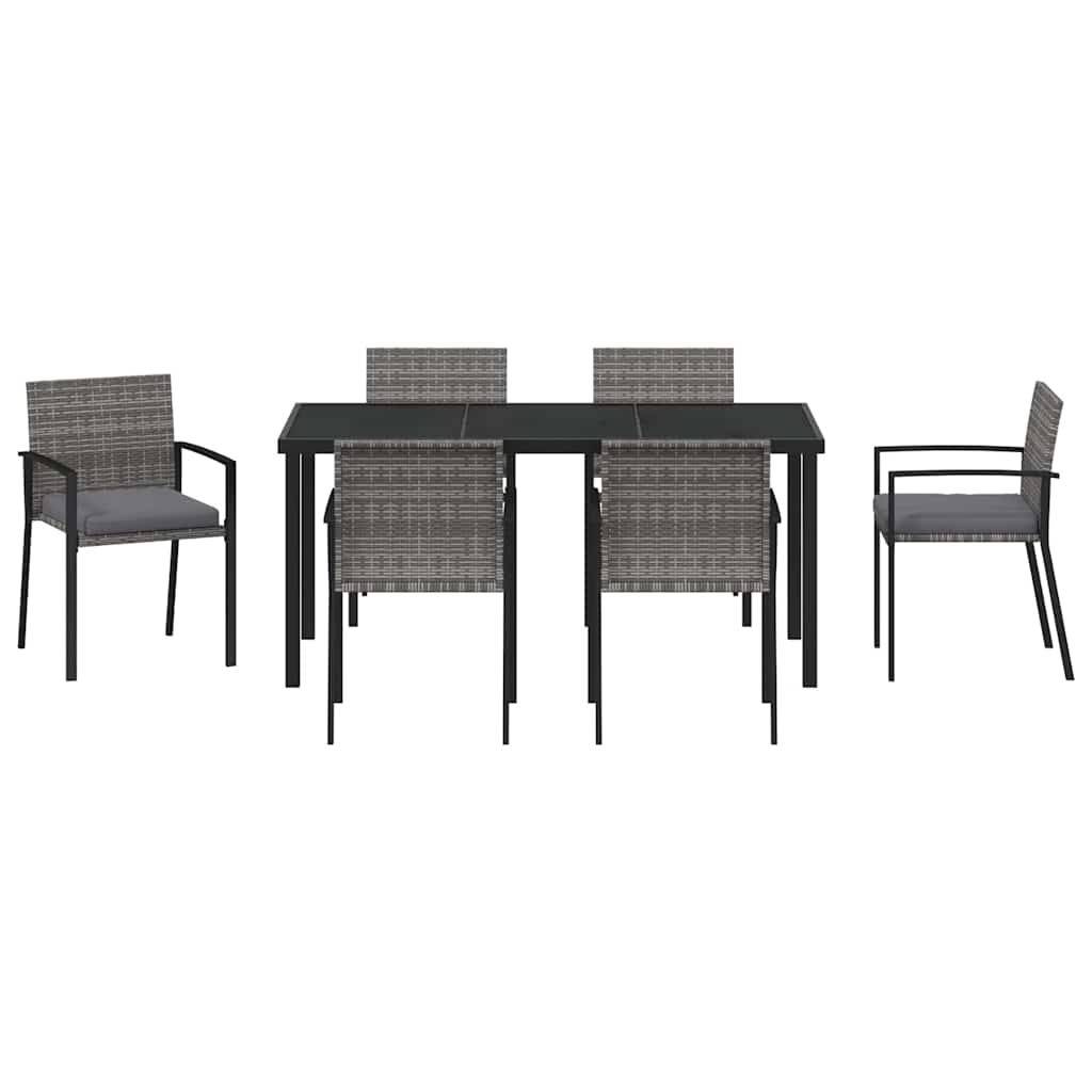 Garden Dining Set 7 pcs Grey Powder-Coated Steel
