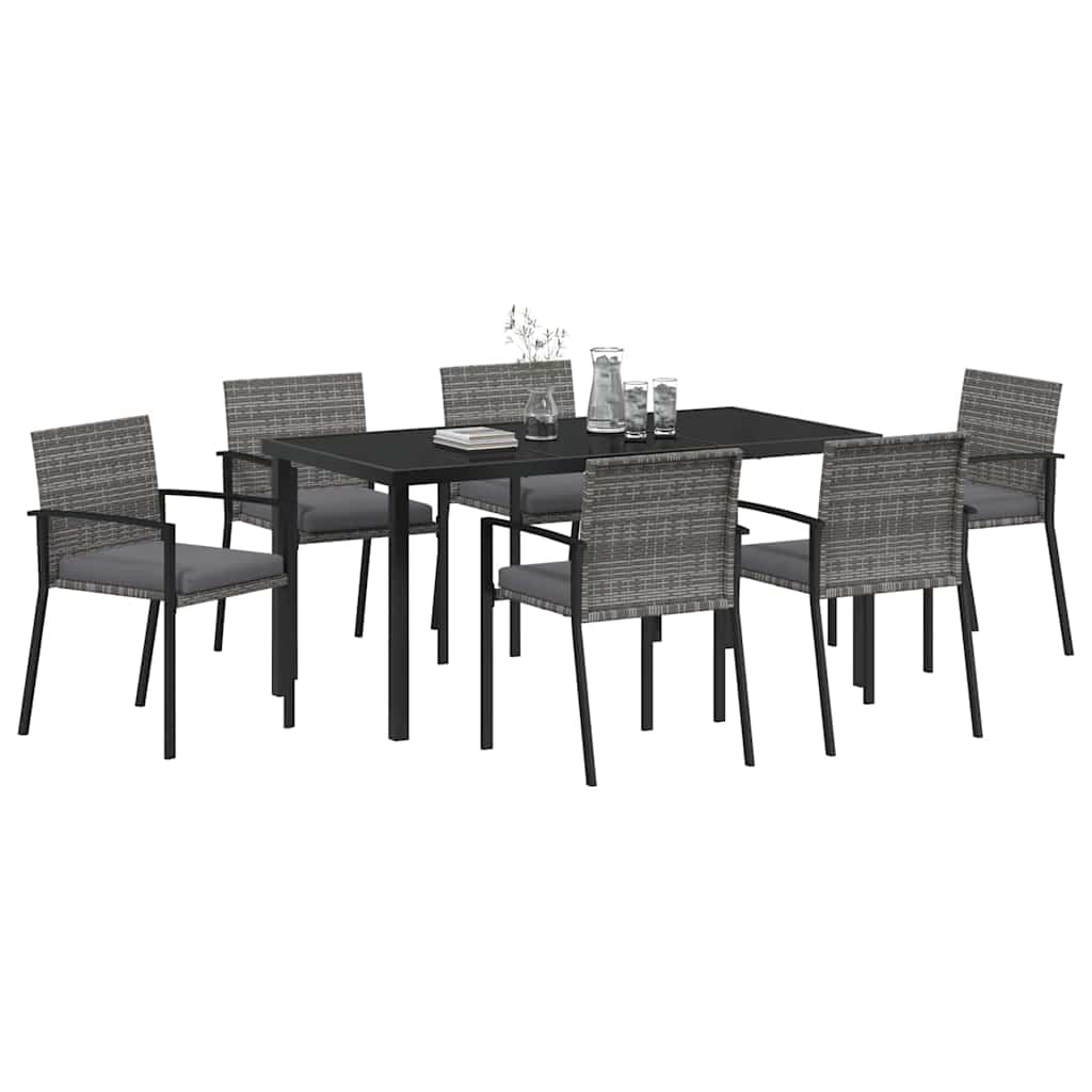 Garden Dining Set 7 pcs Grey Powder-Coated Steel