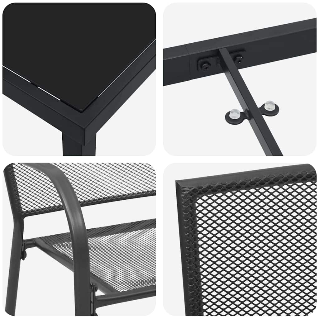 Garden Dining Set 5 pcs Anthracite Powder-Coated Steel