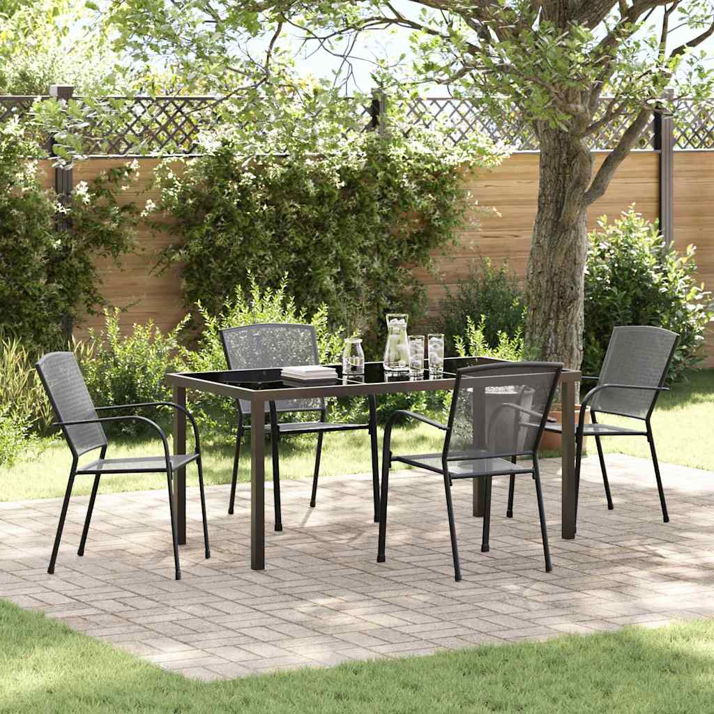 Garden Dining Set 5 pcs Anthracite Powder-Coated Steel