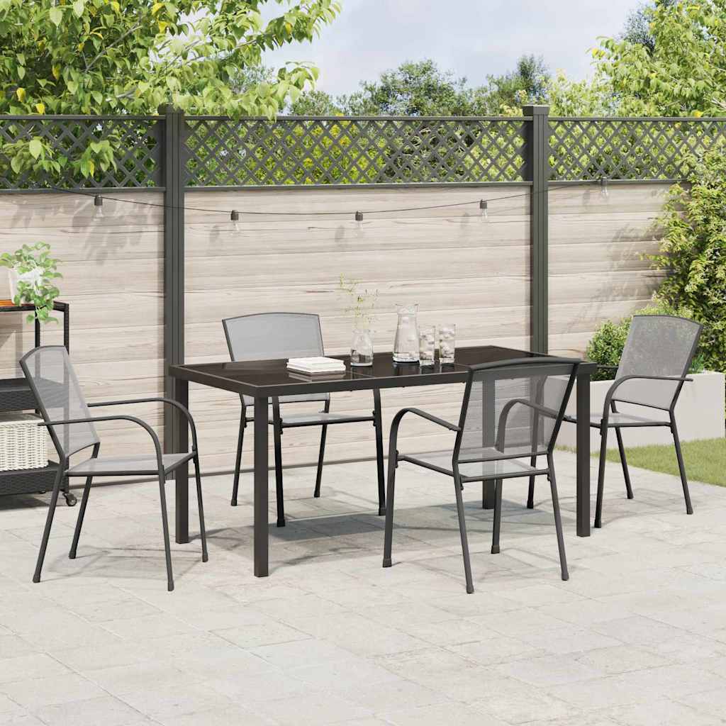 Garden Dining Set 5 pcs Anthracite Powder-Coated Steel