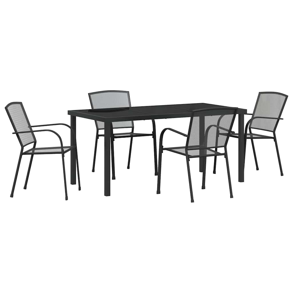 Garden Dining Set 5 pcs Anthracite Powder-Coated Steel