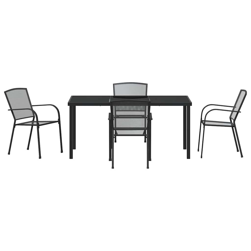 Garden Dining Set 5 pcs Anthracite Powder-Coated Steel