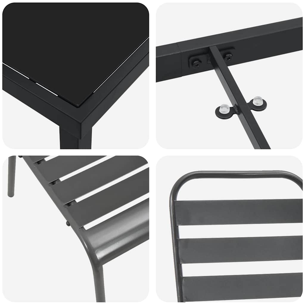 Garden Dining Set 5 pcs Anthracite Powder-Coated Steel