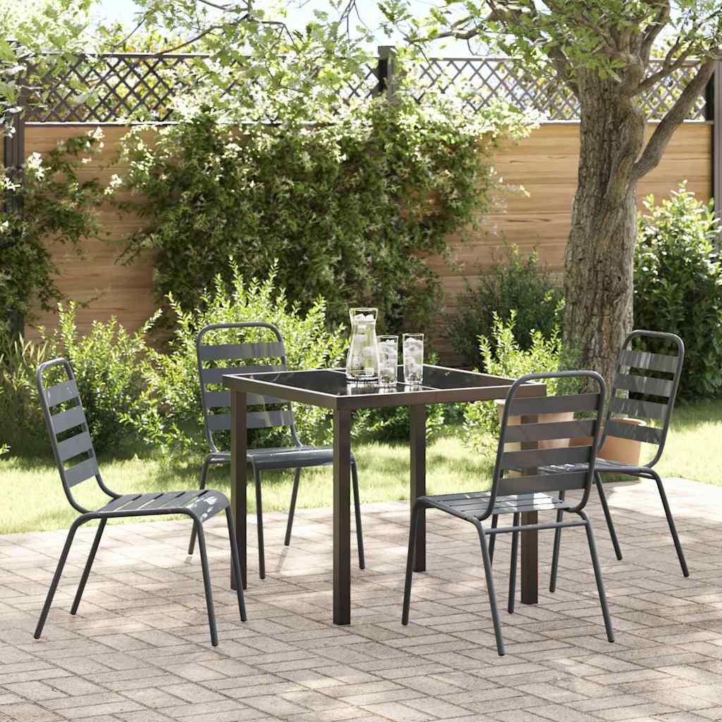 Garden Dining Set 5 pcs Anthracite Powder-Coated Steel