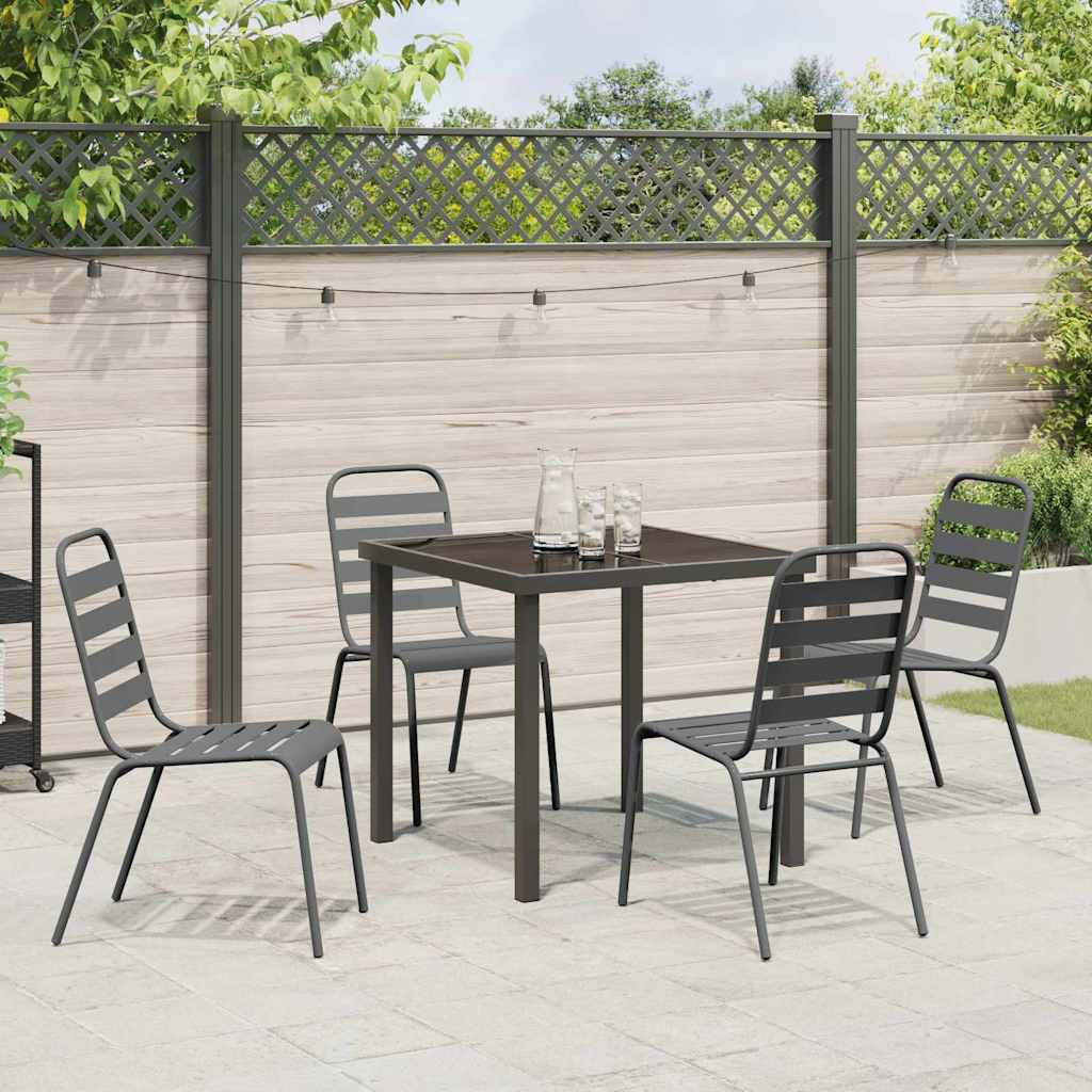 Garden Dining Set 5 pcs Anthracite Powder-Coated Steel