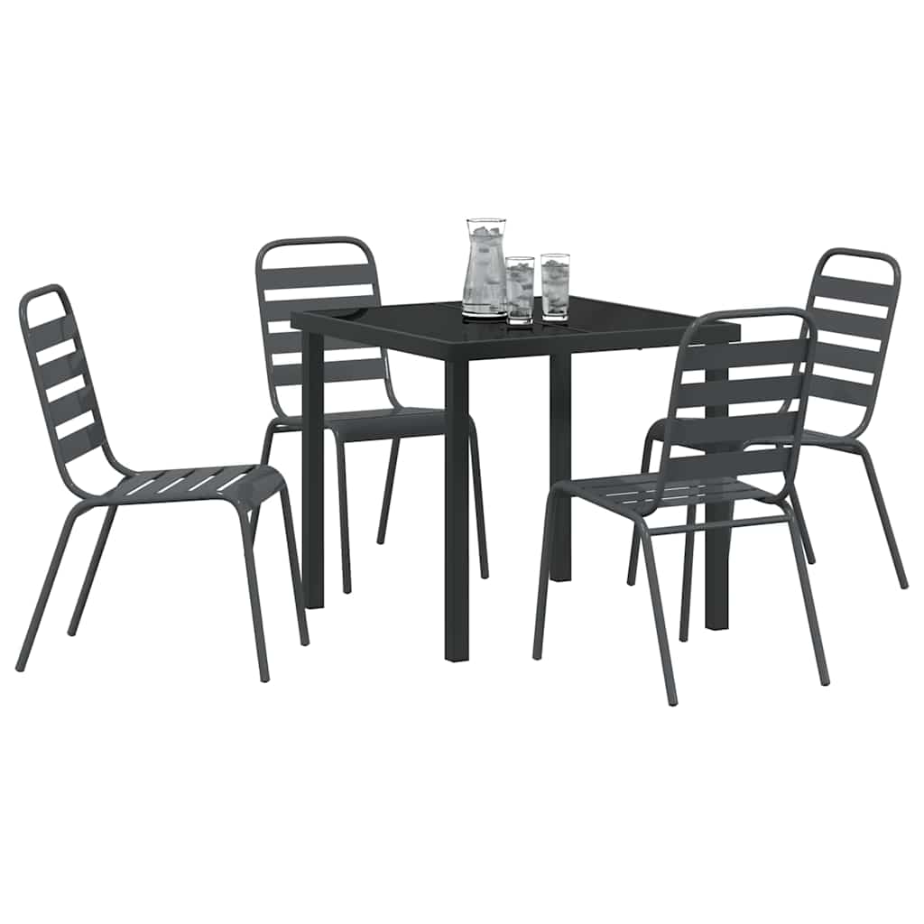 Garden Dining Set 5 pcs Anthracite Powder-Coated Steel