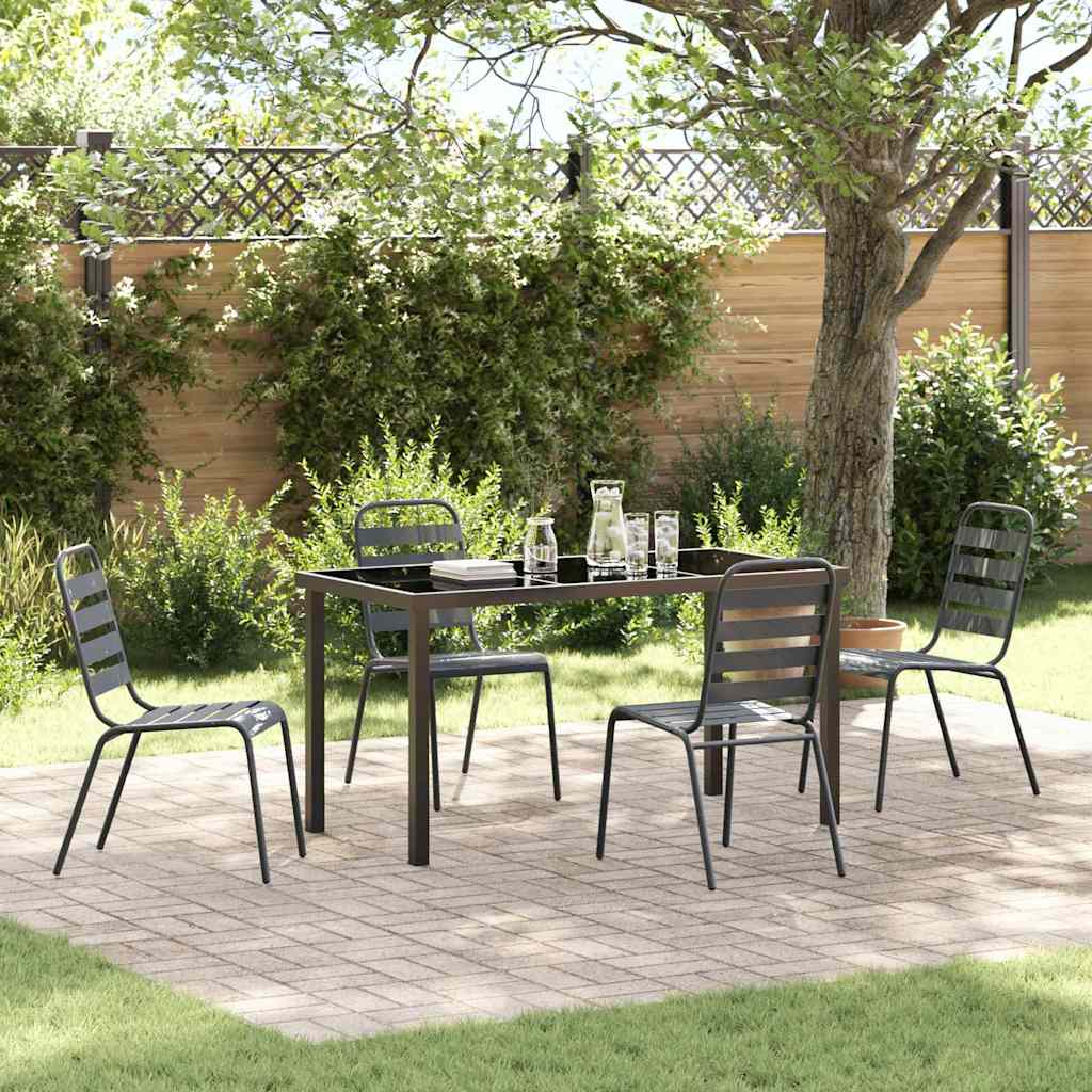 Garden Dining Set 5 pcs Anthracite Powder-Coated Steel