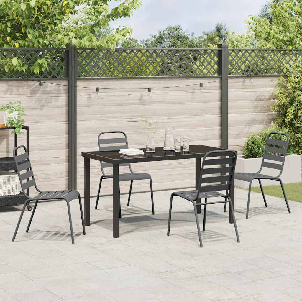 Garden Dining Set 5 pcs Anthracite Powder-Coated Steel