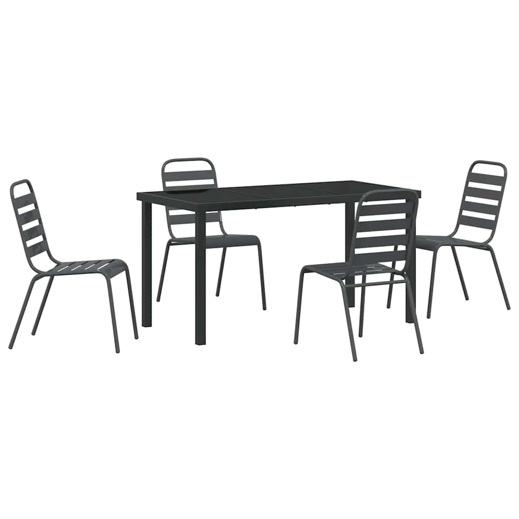 Garden Dining Set 5 pcs Anthracite Powder-Coated Steel