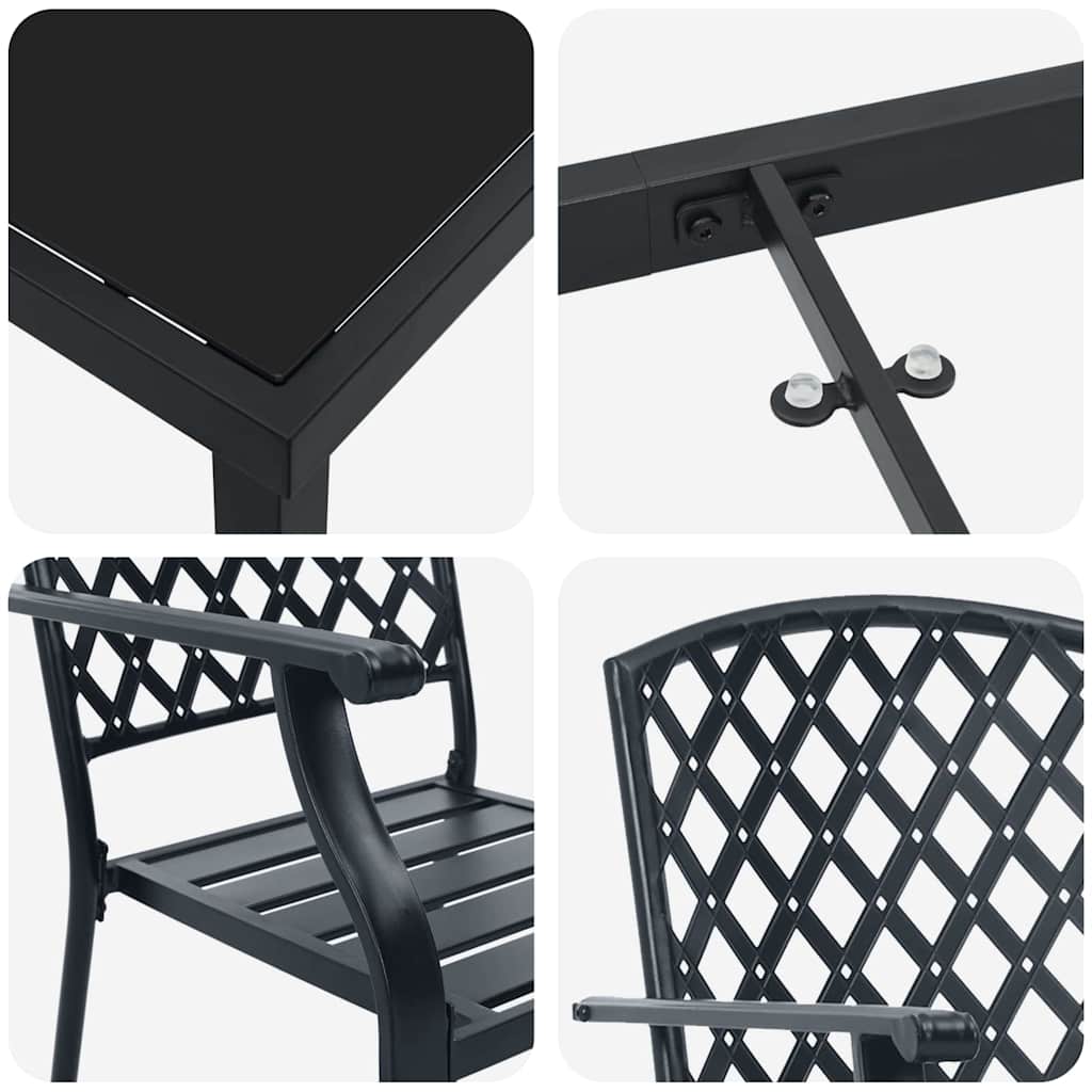 Garden Dining Set 3 pcs Anthracite Powder-Coated Steel