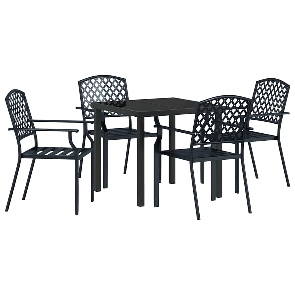 Garden Dining Set 5 pcs Anthracite Powder-Coated Steel