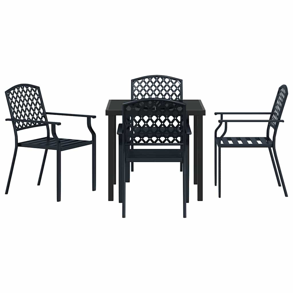 Garden Dining Set 5 pcs Anthracite Powder-Coated Steel
