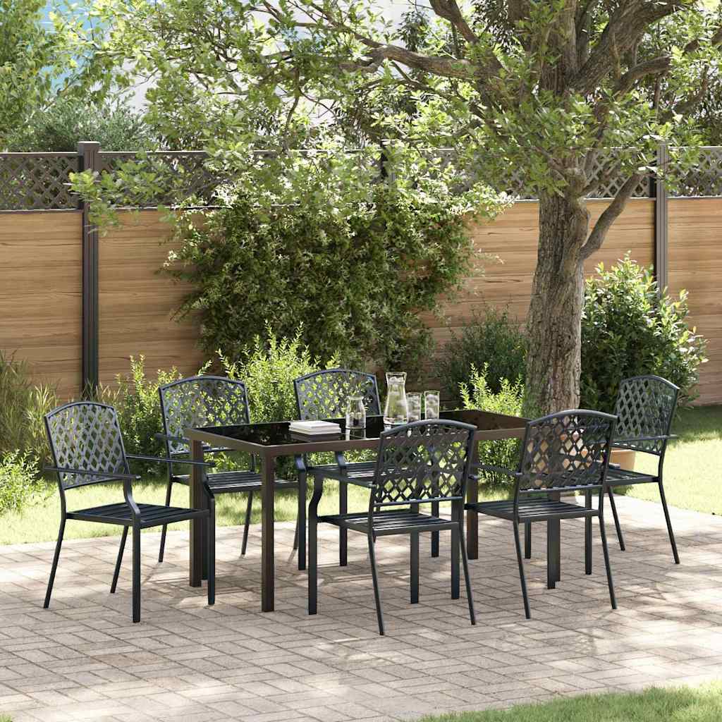 Garden Dining Set 7 pcs Anthracite Powder-Coated Steel