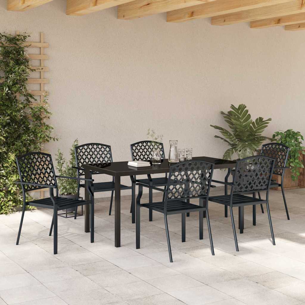 Garden Dining Set 7 pcs Anthracite Powder-Coated Steel