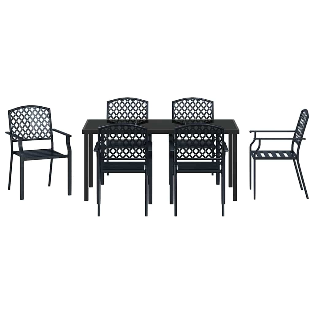 Garden Dining Set 7 pcs Anthracite Powder-Coated Steel