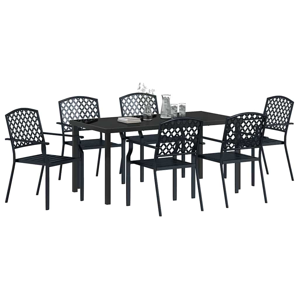 Garden Dining Set 7 pcs Anthracite Powder-Coated Steel