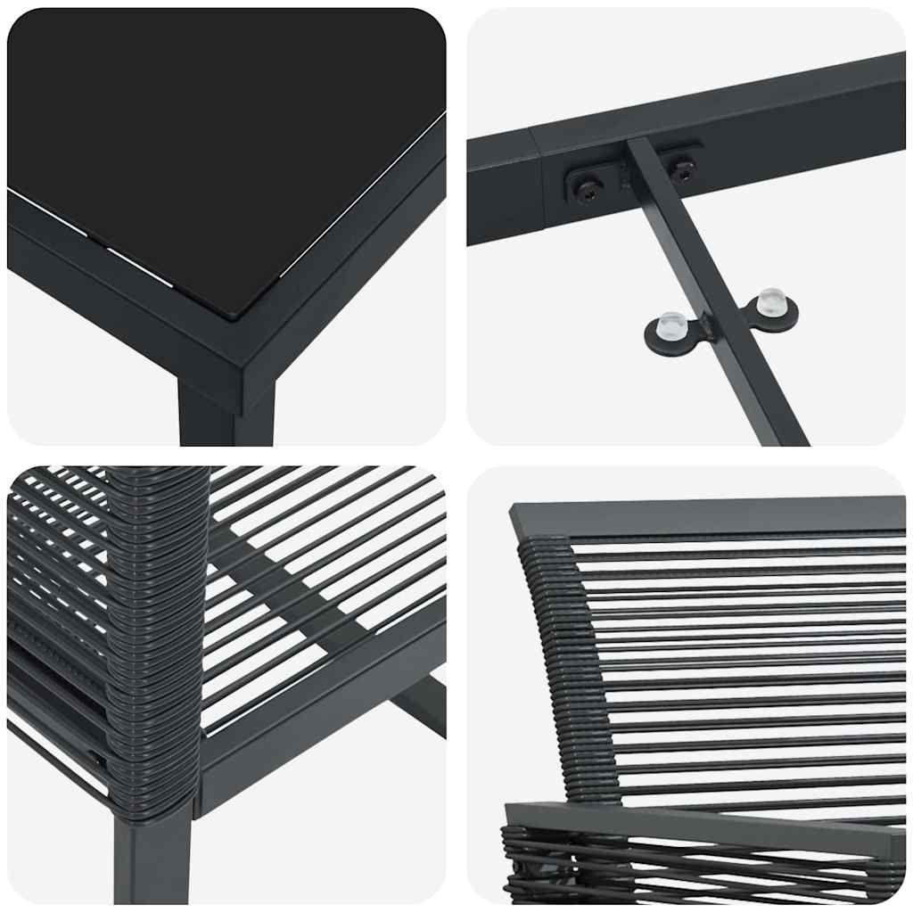 Garden Dining Set 3 pcs Black Powder-Coated Steel