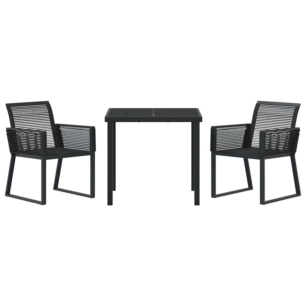 Garden Dining Set 3 pcs Black Powder-Coated Steel