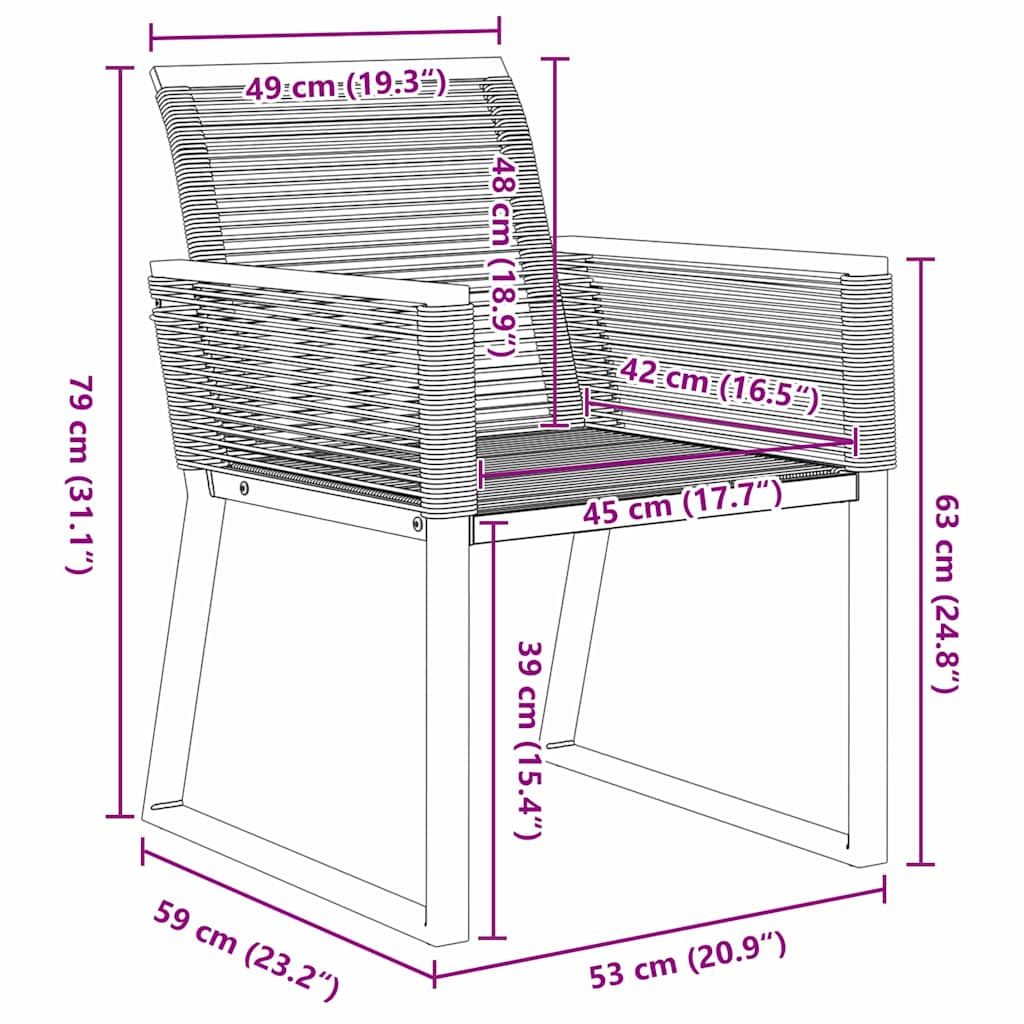 Garden Dining Set 3 pcs Black Powder-Coated Steel