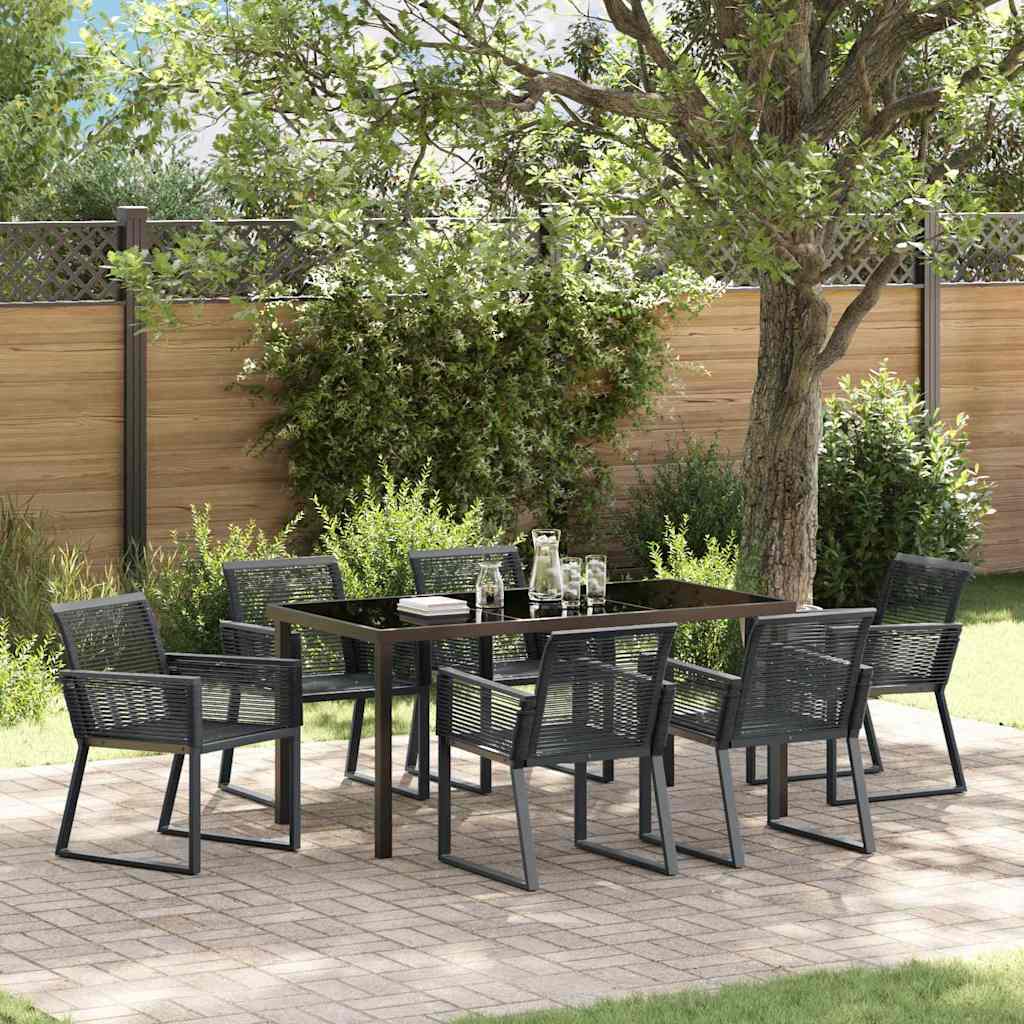 Garden Dining Set 7 pcs Black Powder-Coated Steel