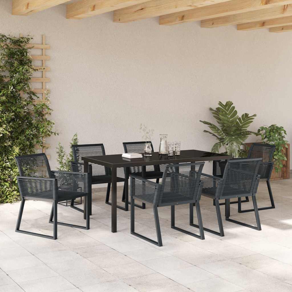 Garden Dining Set 7 pcs Black Powder-Coated Steel