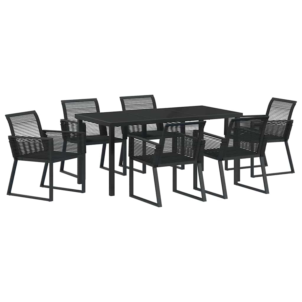 Garden Dining Set 7 pcs Black Powder-Coated Steel