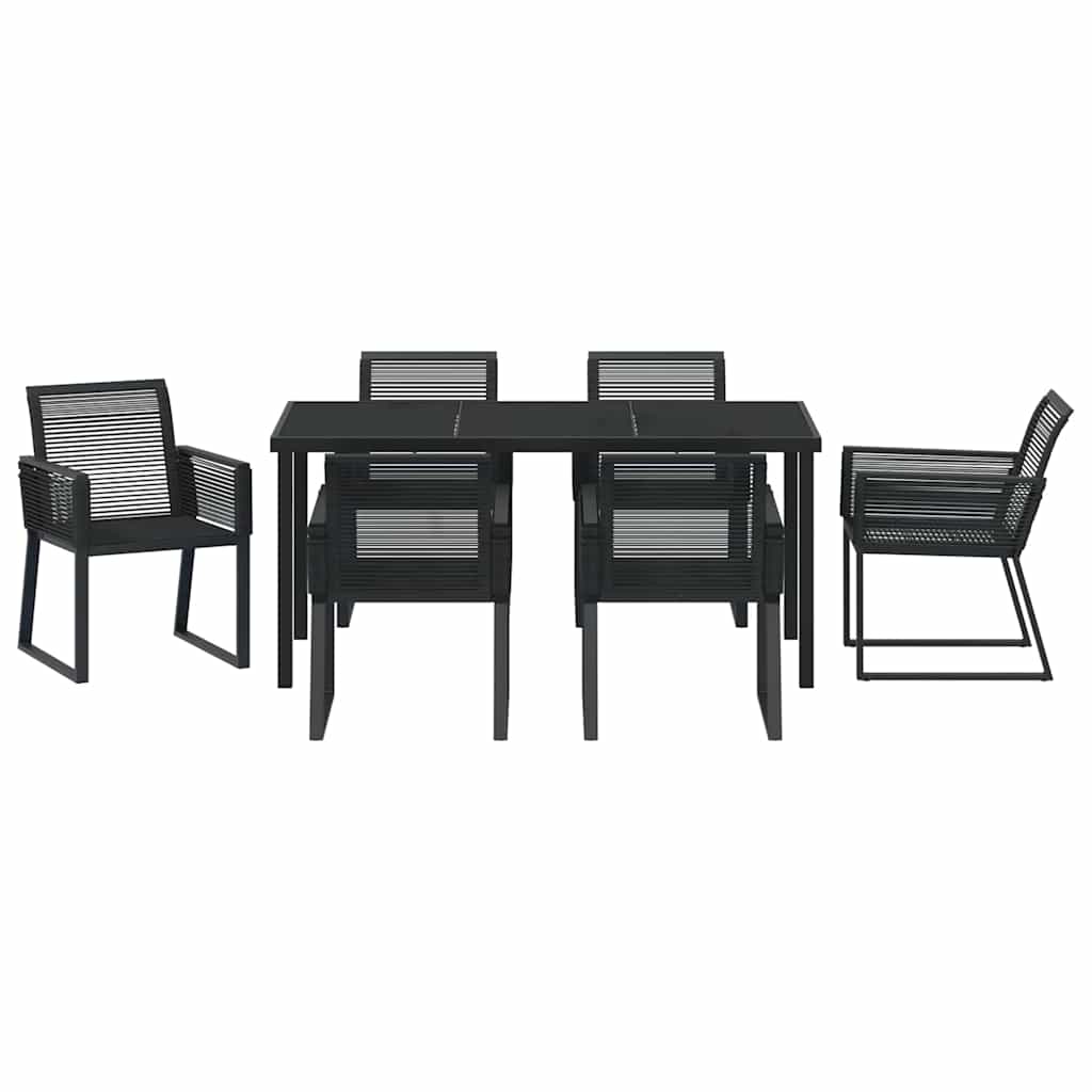 Garden Dining Set 7 pcs Black Powder-Coated Steel