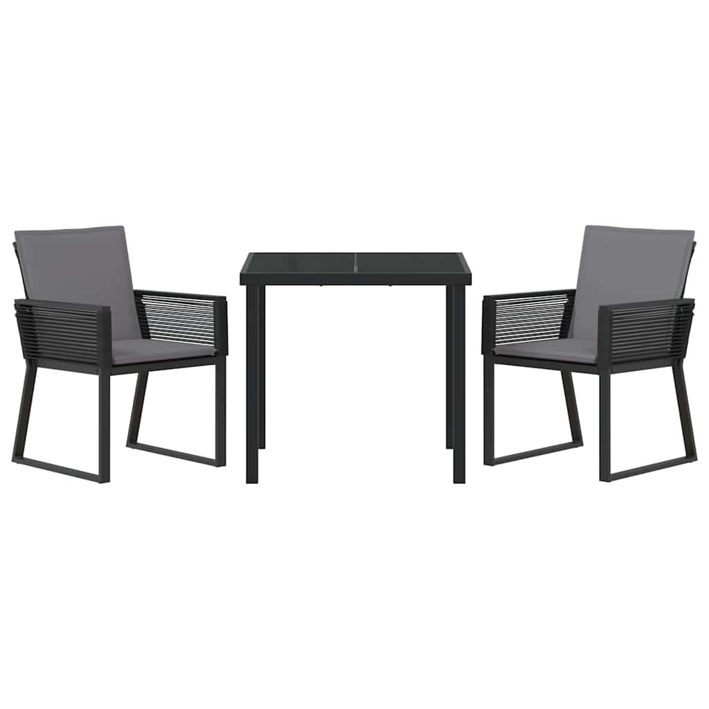 Garden Dining Set 3 pcs Black Powder-Coated Steel