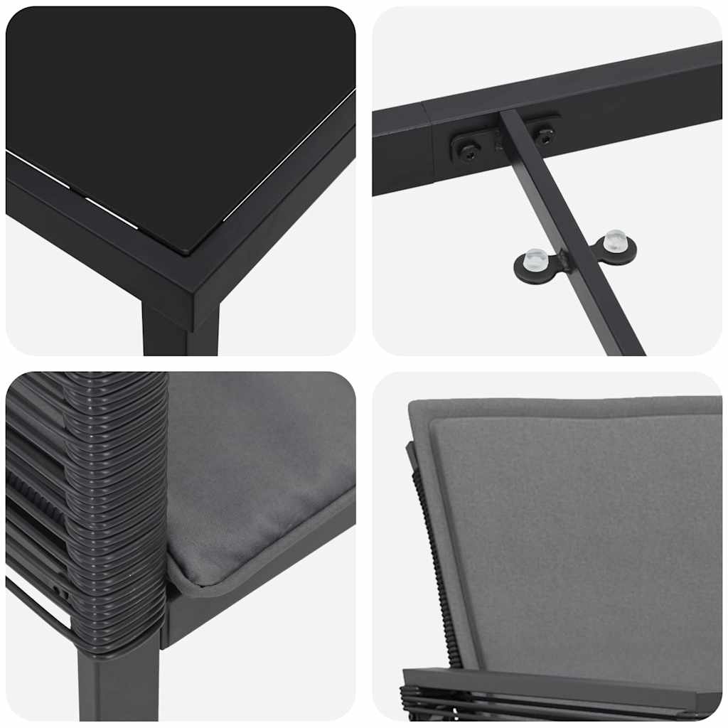 Garden Dining Set 5 pcs Black Powder-Coated Steel