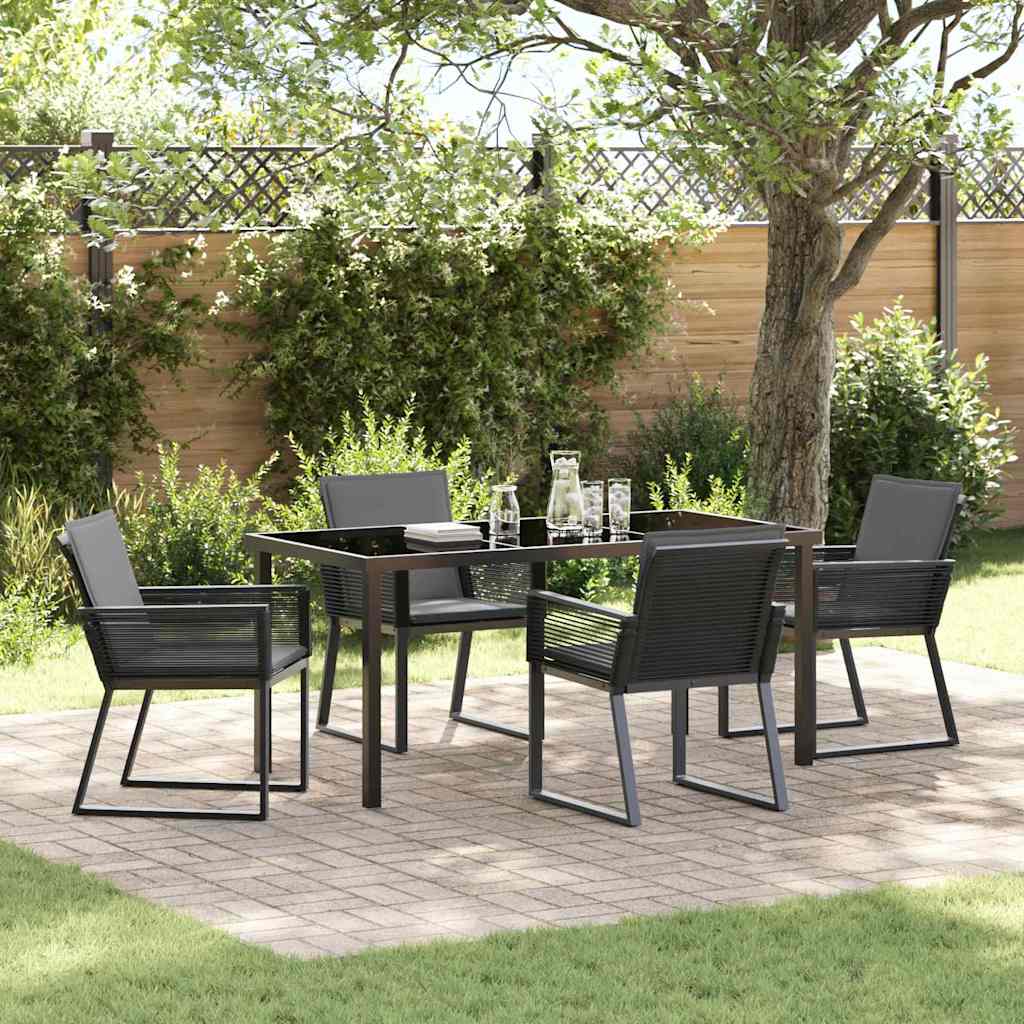 Garden Dining Set 5 pcs Black Powder-Coated Steel