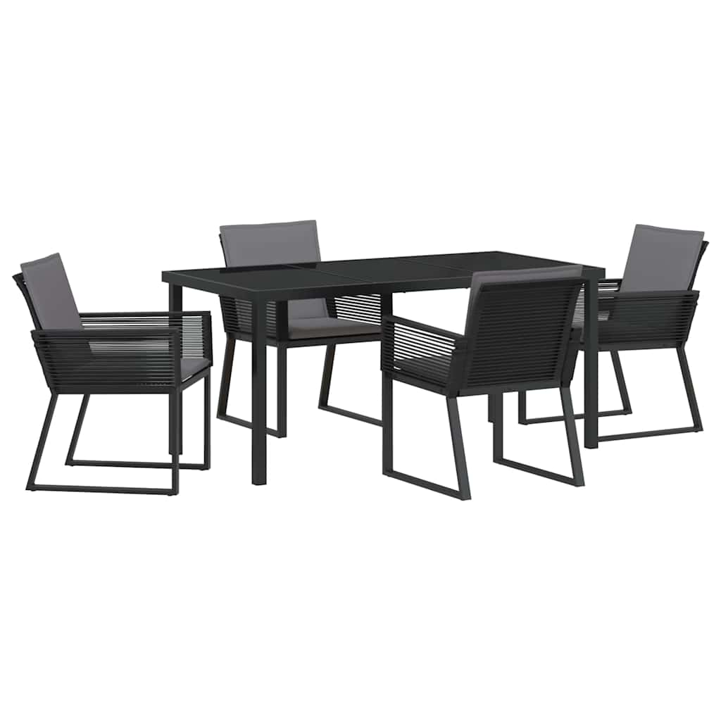 Garden Dining Set 5 pcs Black Powder-Coated Steel